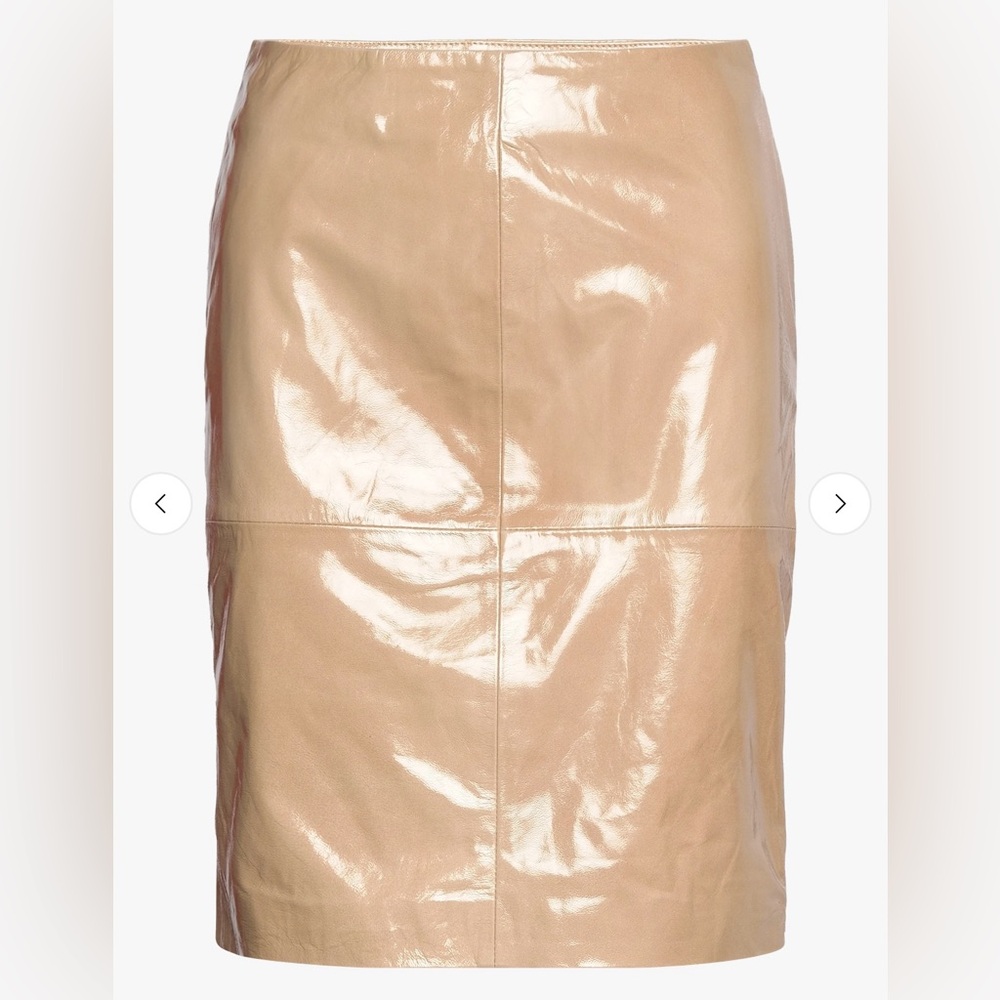 Luxury Lambskin Leather Skirt ‘Cecilia’ - in Cornstalk Neutral- Size XS (34) - Picture 2 of 10